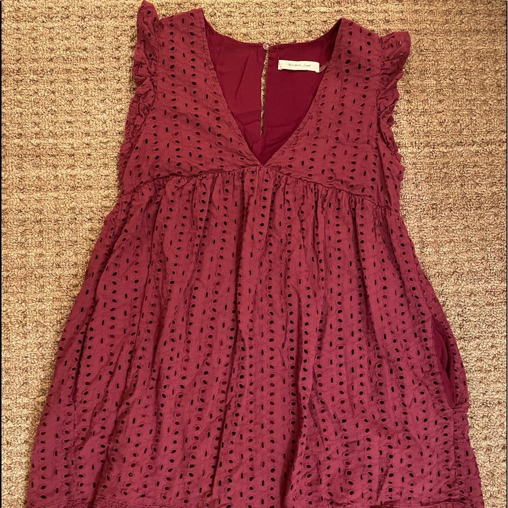 Mustard Seed Maroon Ruffle Romper Dress